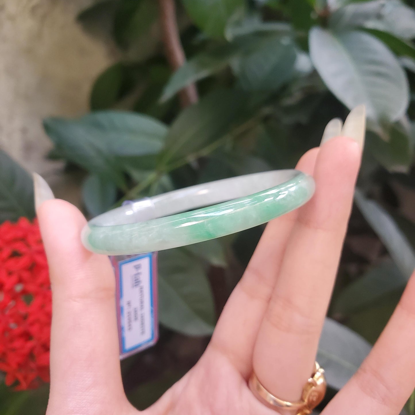 Yingmart 52mm PNJ319543 Certified Natural Green White To Green Bracelet, Real Gemstone Bracelet, Vintage Jewelry, Gift for her
