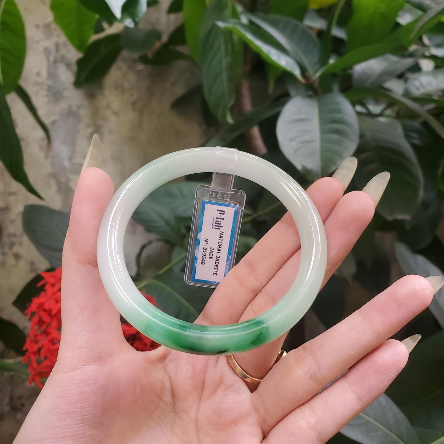 Yingmart 59mm PNJ319548 Certified Natural Green White To Green Bracelet, Real Gemstone Bracelet, Vintage Jewelry, Gift for her