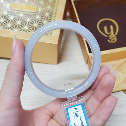 Jade Bangle 50mm PNJ277659 Certified | Natural Color Grey White Jade Bangle Bracelet, Real Gemstone, Gift for Women, Men, Grandma, Sister
