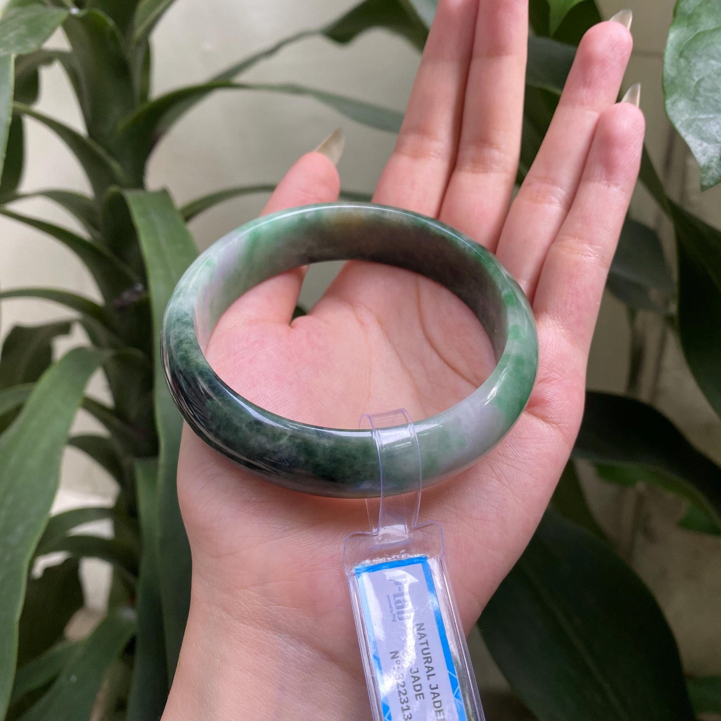 Yingmart 65mm PNJ322313 Certified Natural Green White To Green Bracelet, Real Gemstone Bracelet, Vintage Jewelry, Gift for her