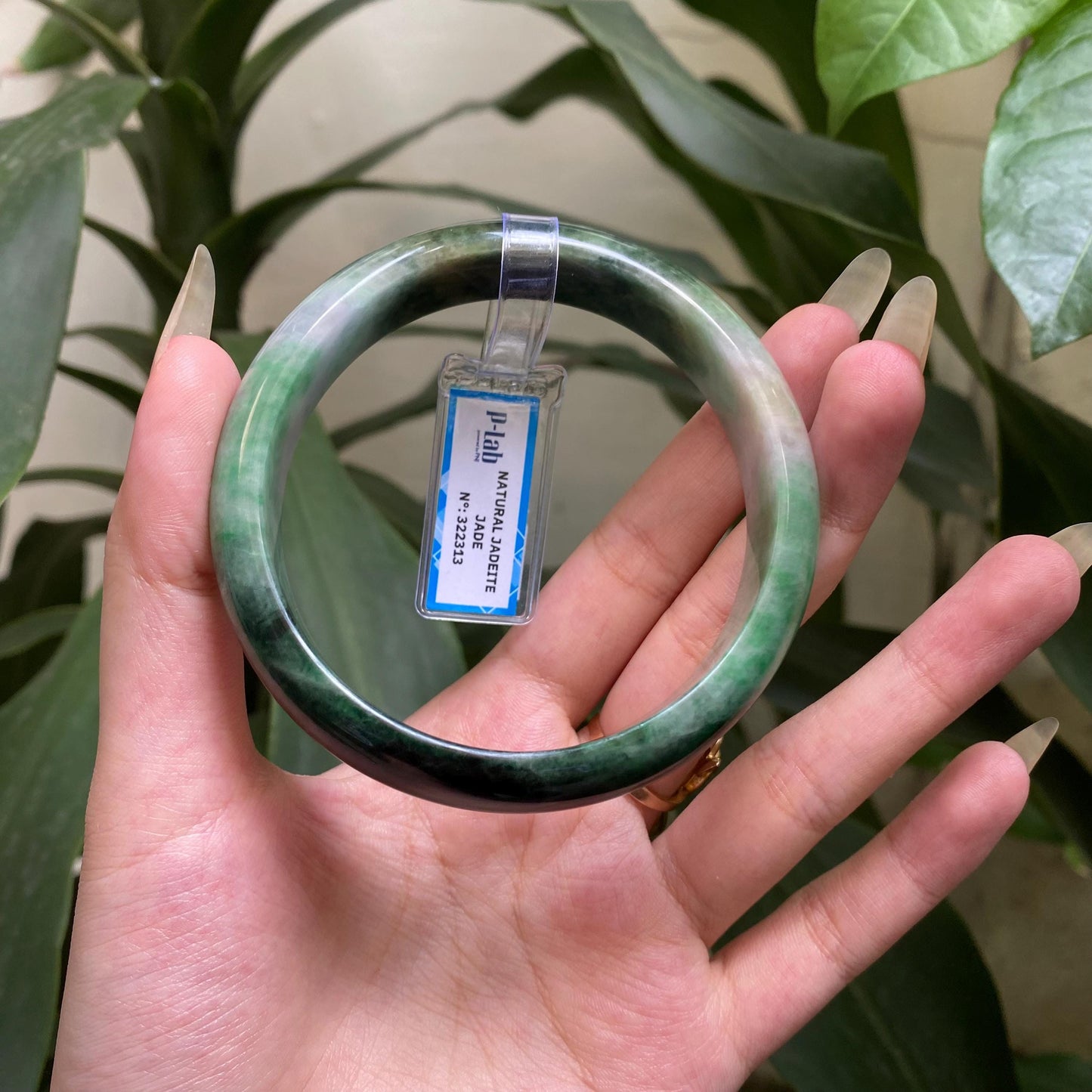 Yingmart 65mm PNJ322313 Certified Natural Green White To Green Bracelet, Real Gemstone Bracelet, Vintage Jewelry, Gift for her