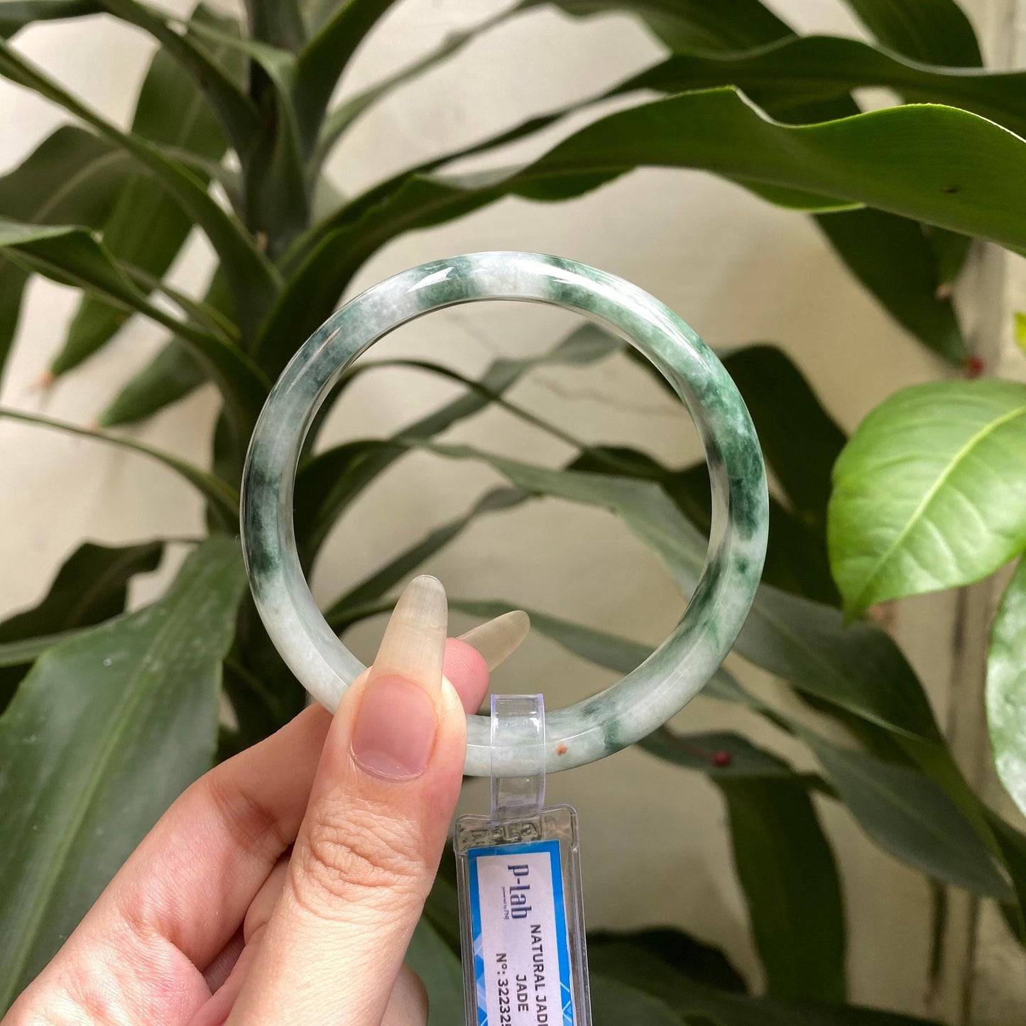 Yingmart 63mm PNJ322325 Certified Natural Green White To Greyish Green Bracelet, Real Gemstone Bracelet, Vintage Jewelry, Gift for her
