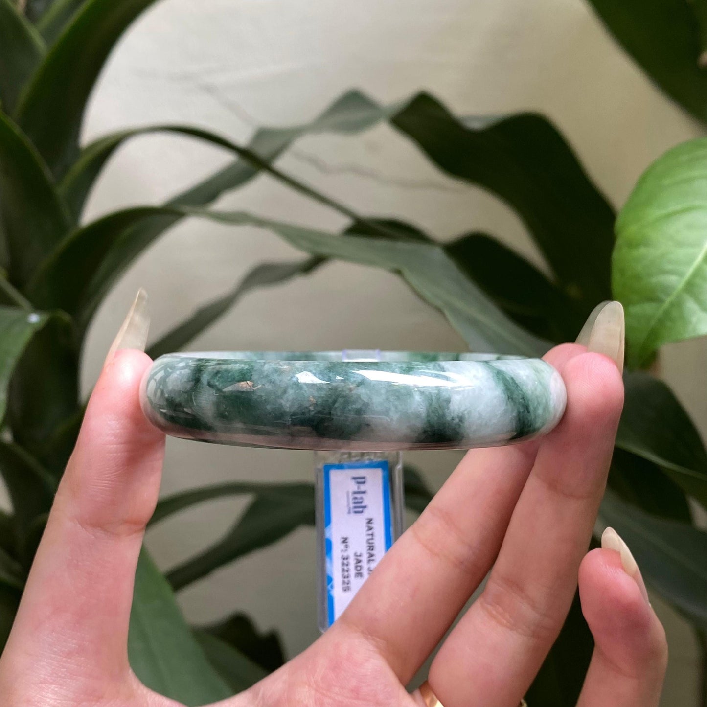 Yingmart 63mm PNJ322325 Certified Natural Green White To Greyish Green Bracelet, Real Gemstone Bracelet, Vintage Jewelry, Gift for her