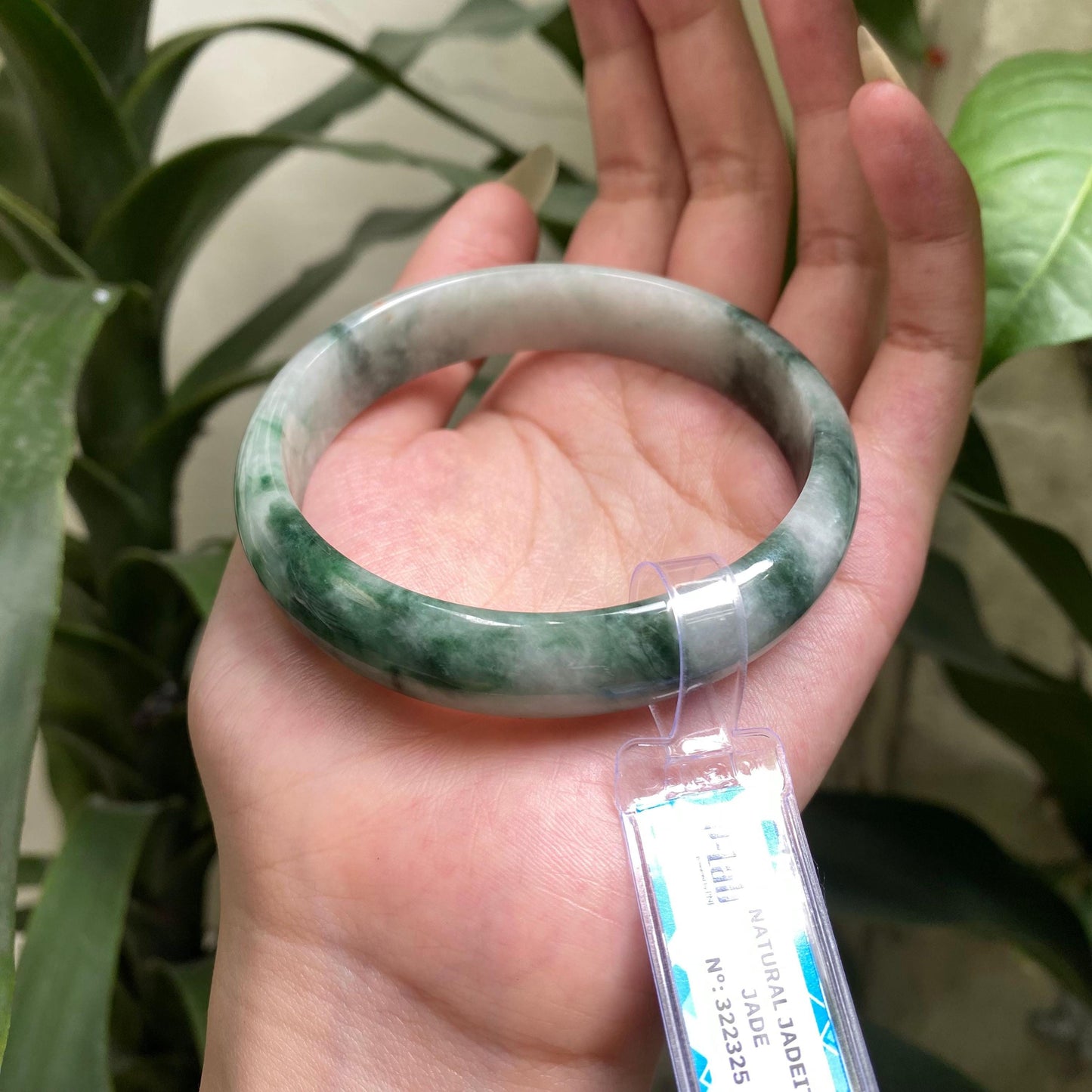 Yingmart 63mm PNJ322325 Certified Natural Green White To Greyish Green Bracelet, Real Gemstone Bracelet, Vintage Jewelry, Gift for her