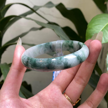Yingmart 63mm PNJ322325 Certified Natural Green White To Greyish Green Bracelet, Real Gemstone Bracelet, Vintage Jewelry, Gift for her