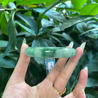 Yingmart 62mm PNJ322329 Certified Natural Green White To Green Bracelet, Real Gemstone Bracelet, Vintage Jewelry, Gift for her