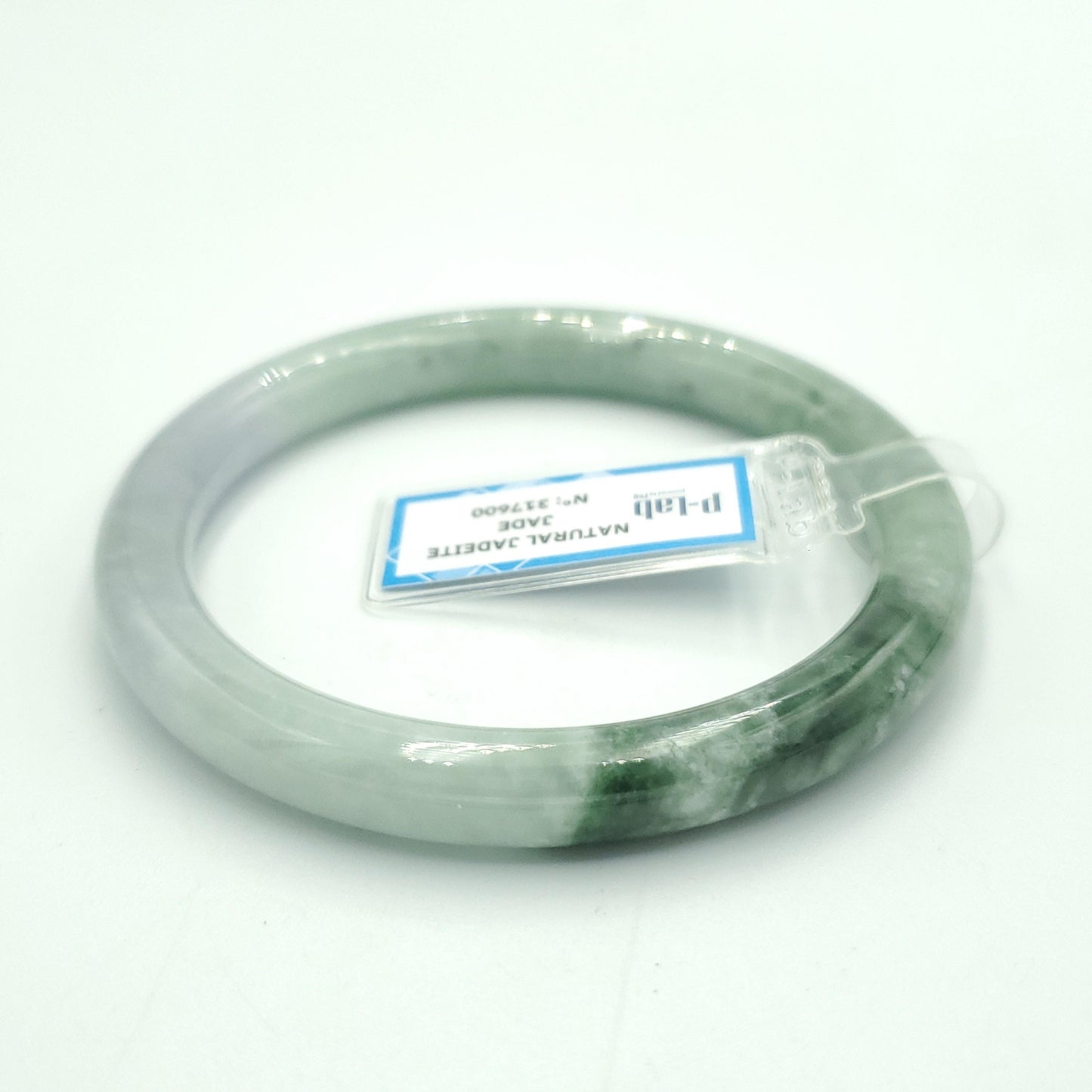 Yingmart 61mm PNJ317600 Certified Natural Color Green White To Dark Greyish Green Natural Jadeite Jade Bangle Bracelet, Real Gemstone