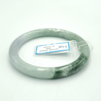 Yingmart 61mm PNJ317600 Certified Natural Color Green White To Dark Greyish Green Natural Jadeite Jade Bangle Bracelet, Real Gemstone
