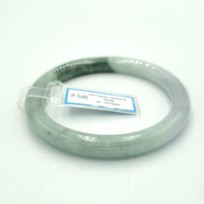Yingmart 61mm PNJ317600 Certified Natural Color Green White To Dark Greyish Green Natural Jadeite Jade Bangle Bracelet, Real Gemstone