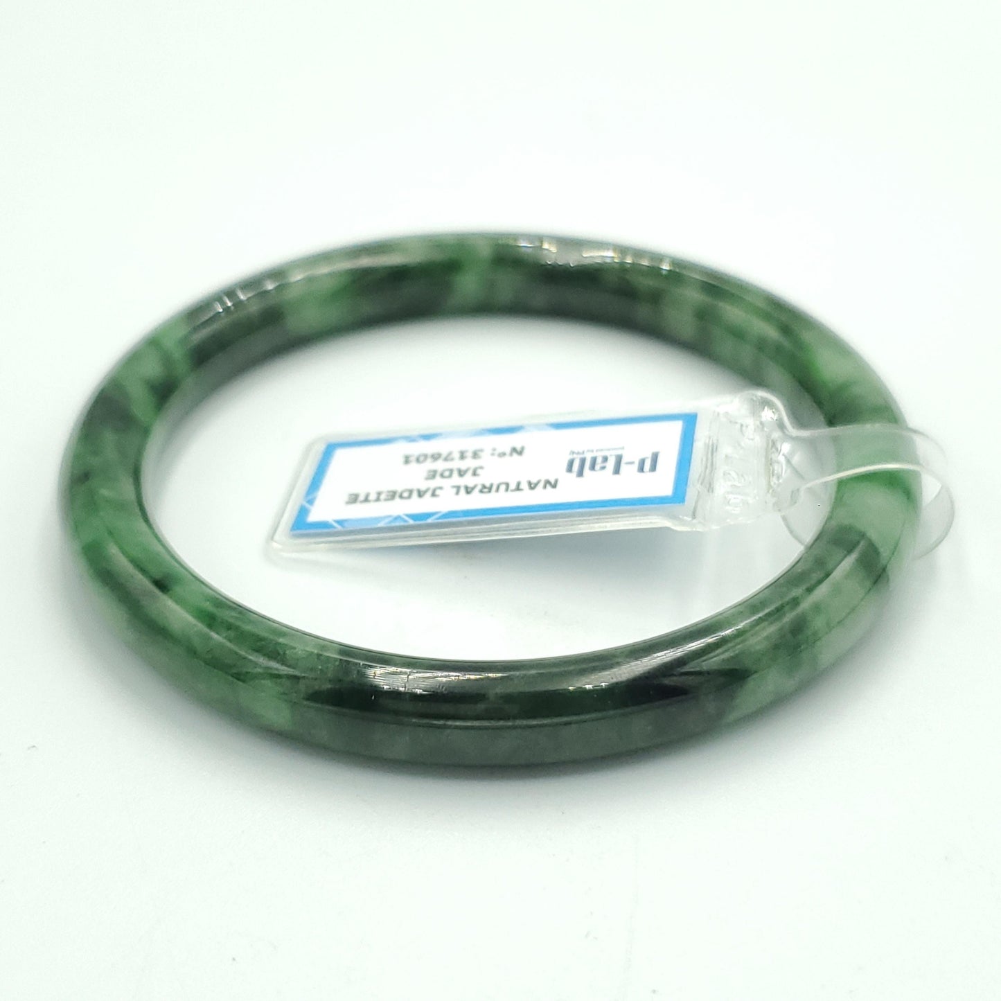 Yingmart 58 mm PNJ317601 Certified Natural Color Grey White Natural Jadeite Jade Bangle Bracelet, Real Gemstone, Gift for Her Mom Grandma
