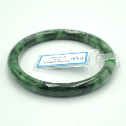 Yingmart 58 mm PNJ317601 Certified Natural Color Grey White Natural Jadeite Jade Bangle Bracelet, Real Gemstone, Gift for Her Mom Grandma