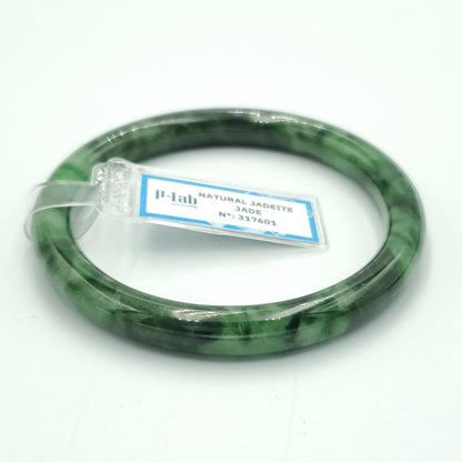Yingmart 58 mm PNJ317601 Certified Natural Color Grey White Natural Jadeite Jade Bangle Bracelet, Real Gemstone, Gift for Her Mom Grandma