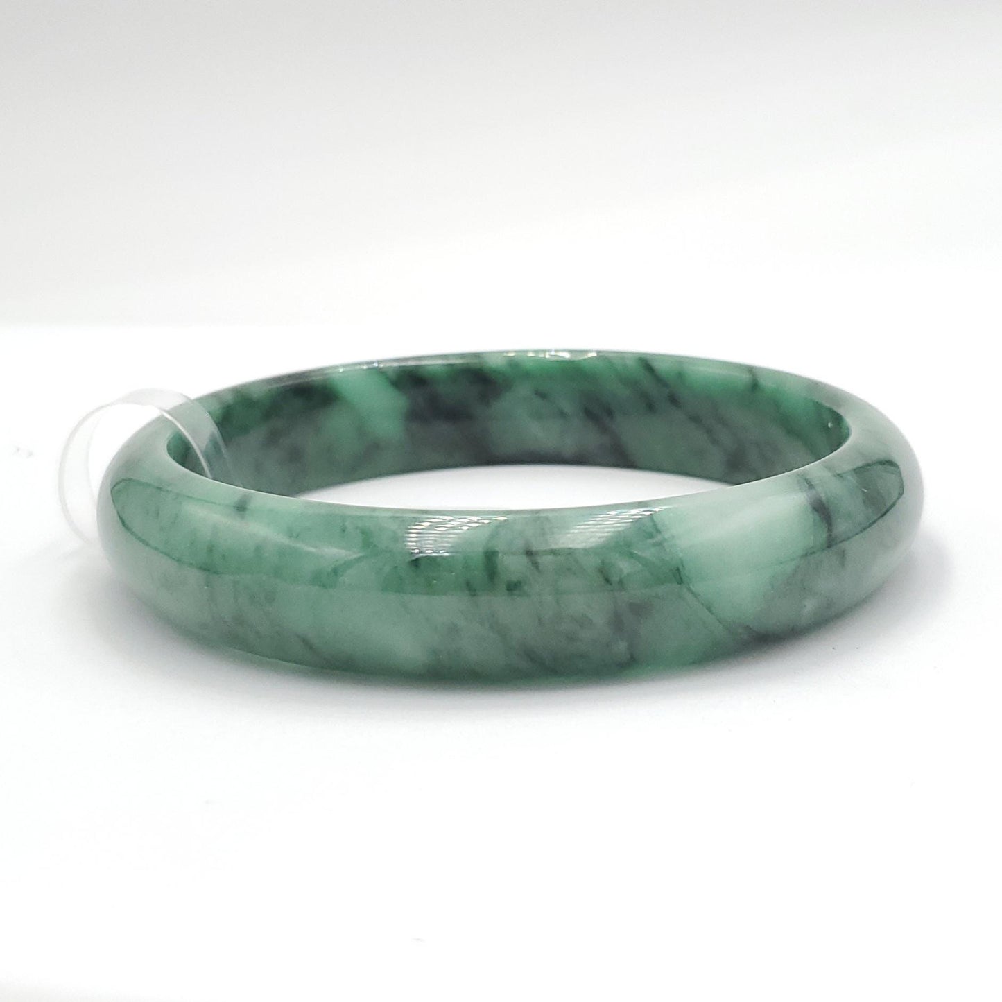 Yingmart 65mm PNJ322317 Certified Natural Color Grey White Natural Jadeite Jade Bangle Bracelet, Real Gemstone, Gift for Her Mom Grandma