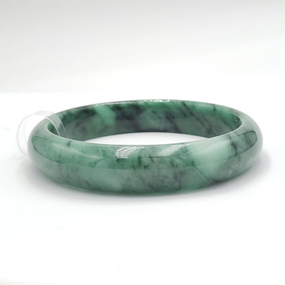 Yingmart 65mm PNJ322317 Certified Natural Color Grey White Natural Jadeite Jade Bangle Bracelet, Real Gemstone, Gift for Her Mom Grandma