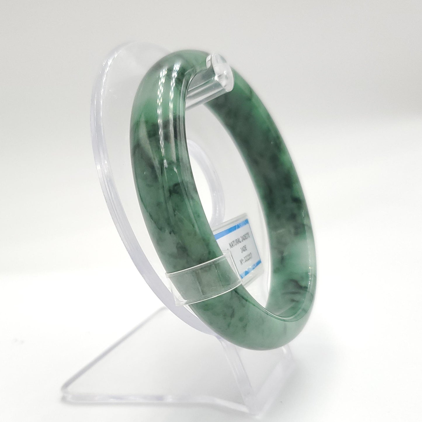 Yingmart 65mm PNJ322317 Certified Natural Color Grey White Natural Jadeite Jade Bangle Bracelet, Real Gemstone, Gift for Her Mom Grandma