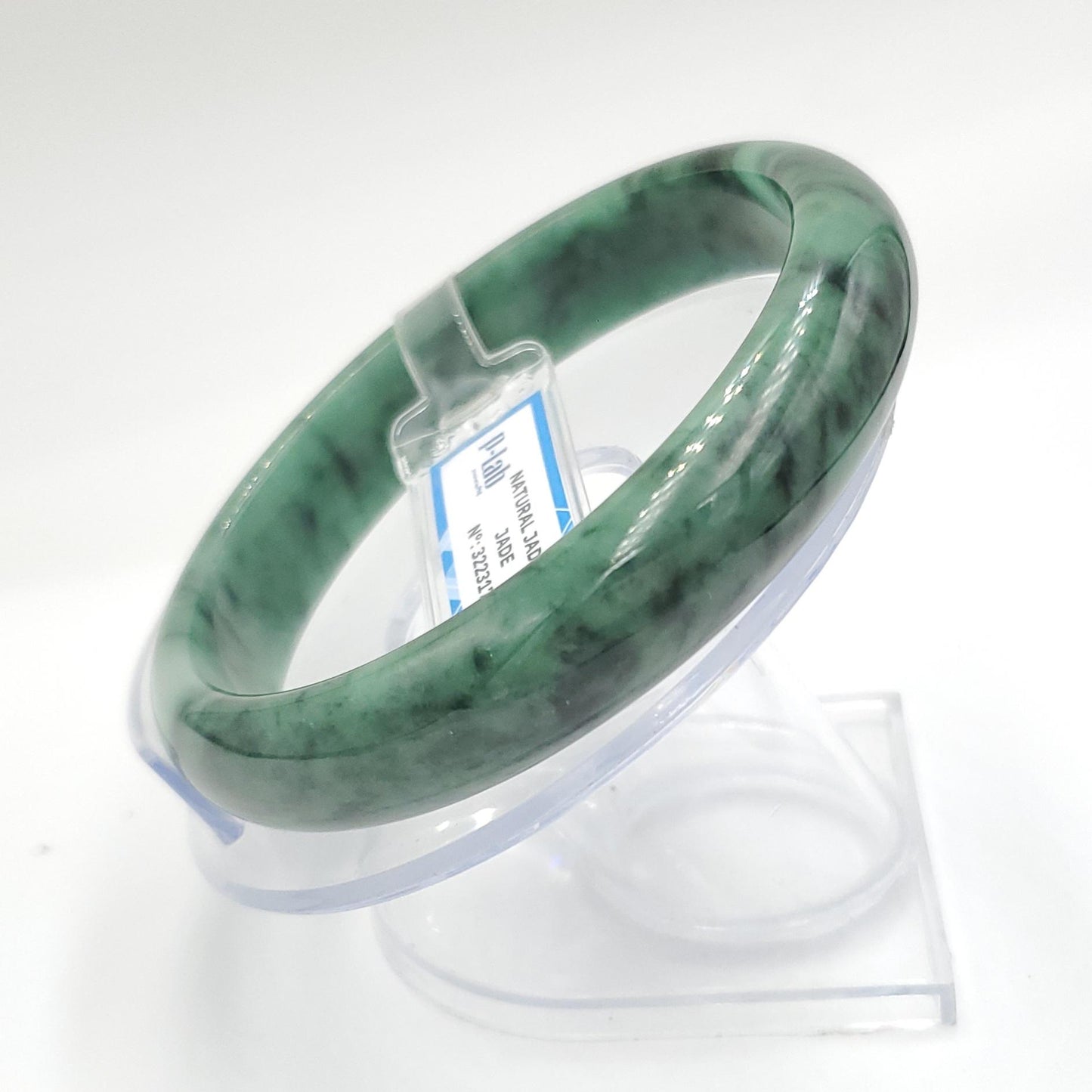 Yingmart 65mm PNJ322317 Certified Natural Color Grey White Natural Jadeite Jade Bangle Bracelet, Real Gemstone, Gift for Her Mom Grandma