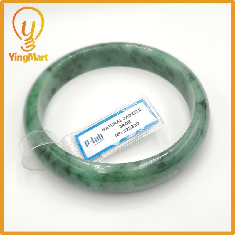 Yingmart 65mm PNJ322320 Certified Natural Color Green White To Green Natural Jadeite Jade Bangle Bracelet, Real Gemstone, Gift for Her Mom