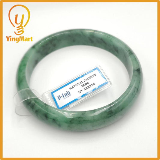 Yingmart 65mm PNJ322320 Certified Natural Color Green White To Green Natural Jadeite Jade Bangle Bracelet, Real Gemstone, Gift for Her Mom