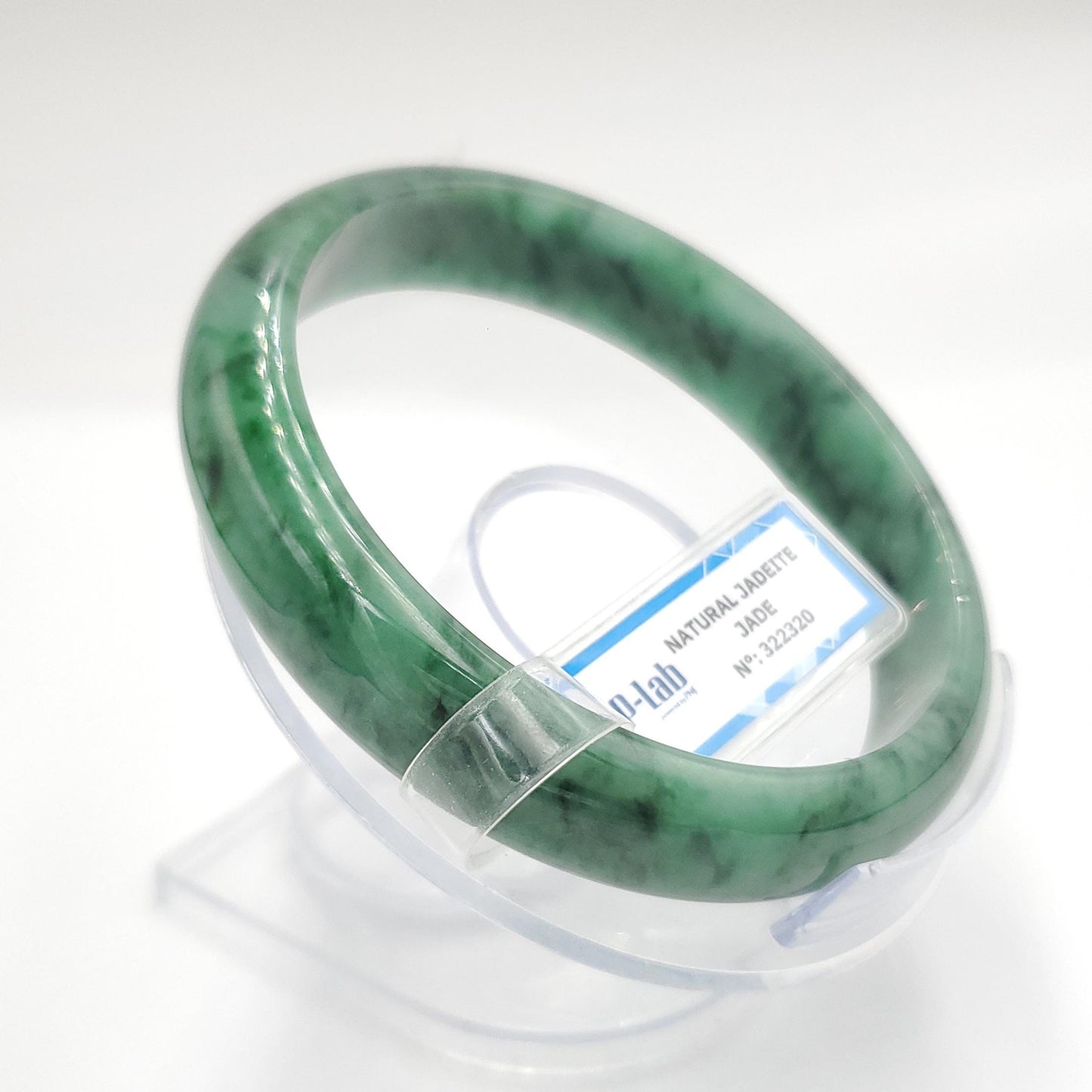 Yingmart 65mm PNJ322320 Certified Natural Color Green White To Green Natural Jadeite Jade Bangle Bracelet, Real Gemstone, Gift for Her Mom