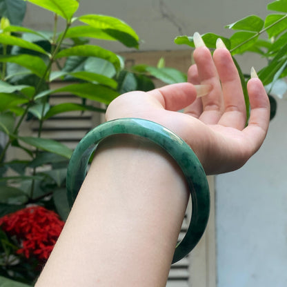Yingmart 66mm PNJ322321 Certified Natural Color Green White To Green Natural Jadeite Jade Bangle Bracelet, Real Gemstone, Gift for Her Mom