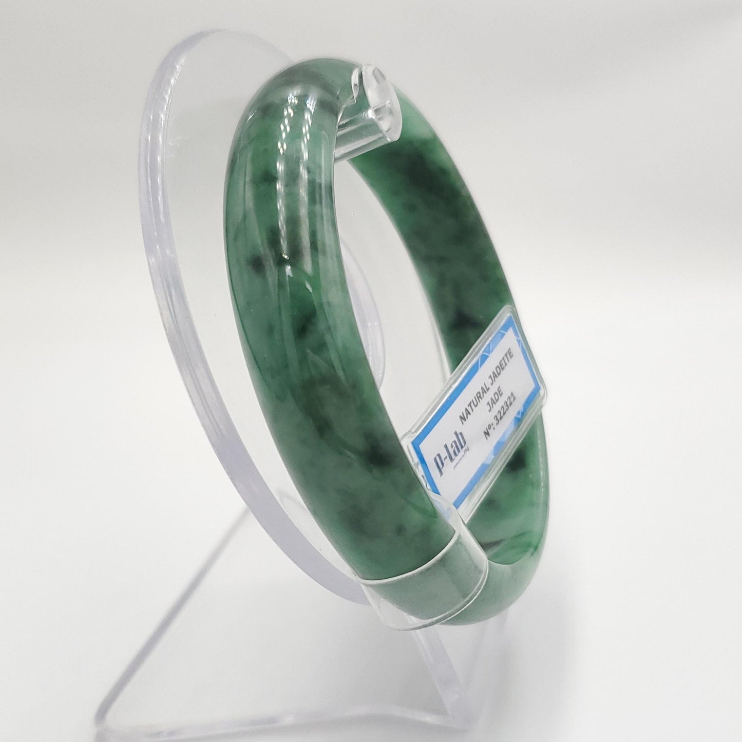 Yingmart 66mm PNJ322321 Certified Natural Color Green White To Green Natural Jadeite Jade Bangle Bracelet, Real Gemstone, Gift for Her Mom