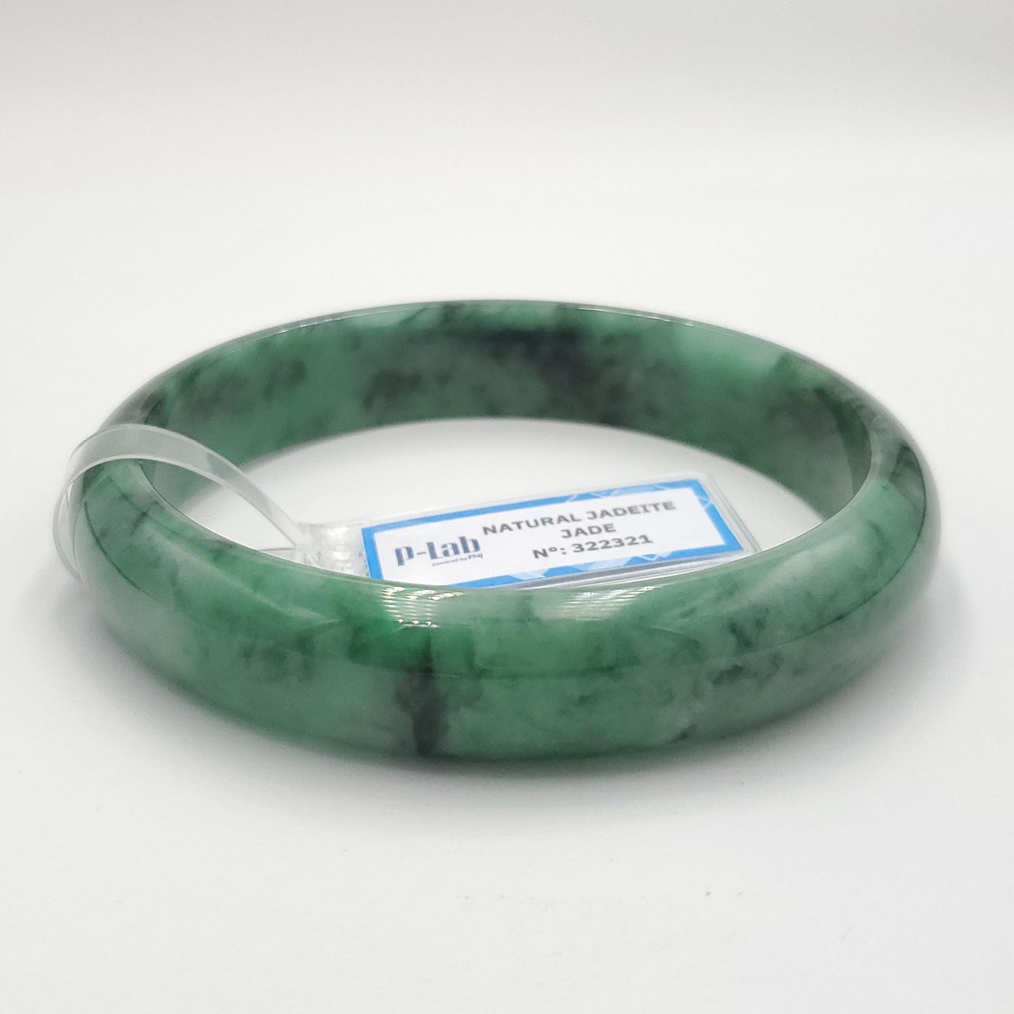 Yingmart 66mm PNJ322321 Certified Natural Color Green White To Green Natural Jadeite Jade Bangle Bracelet, Real Gemstone, Gift for Her Mom