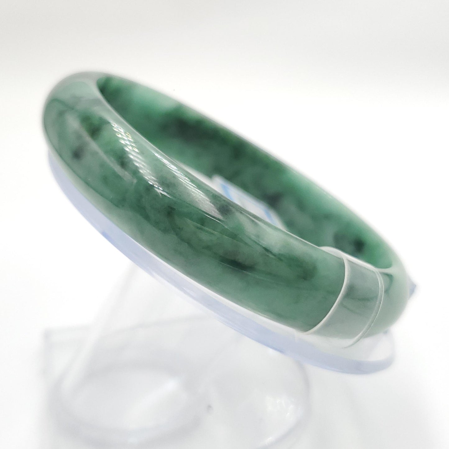 Yingmart 66mm PNJ322321 Certified Natural Color Green White To Green Natural Jadeite Jade Bangle Bracelet, Real Gemstone, Gift for Her Mom