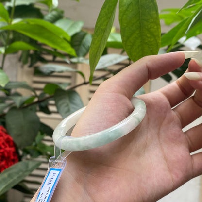 Yingmart 52mm PNJ322330 Certified Natural Color Green White To Light Green Natural Jadeite Jade Bangle Bracelet, Real Gemstone, Gift for Her