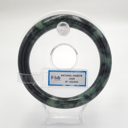 Yingmart 60mm PNJ322333 Certified Natural Color Green White To Greyish Green Natural Jadeite Jade Bangle Bracelet, Real Gemstone