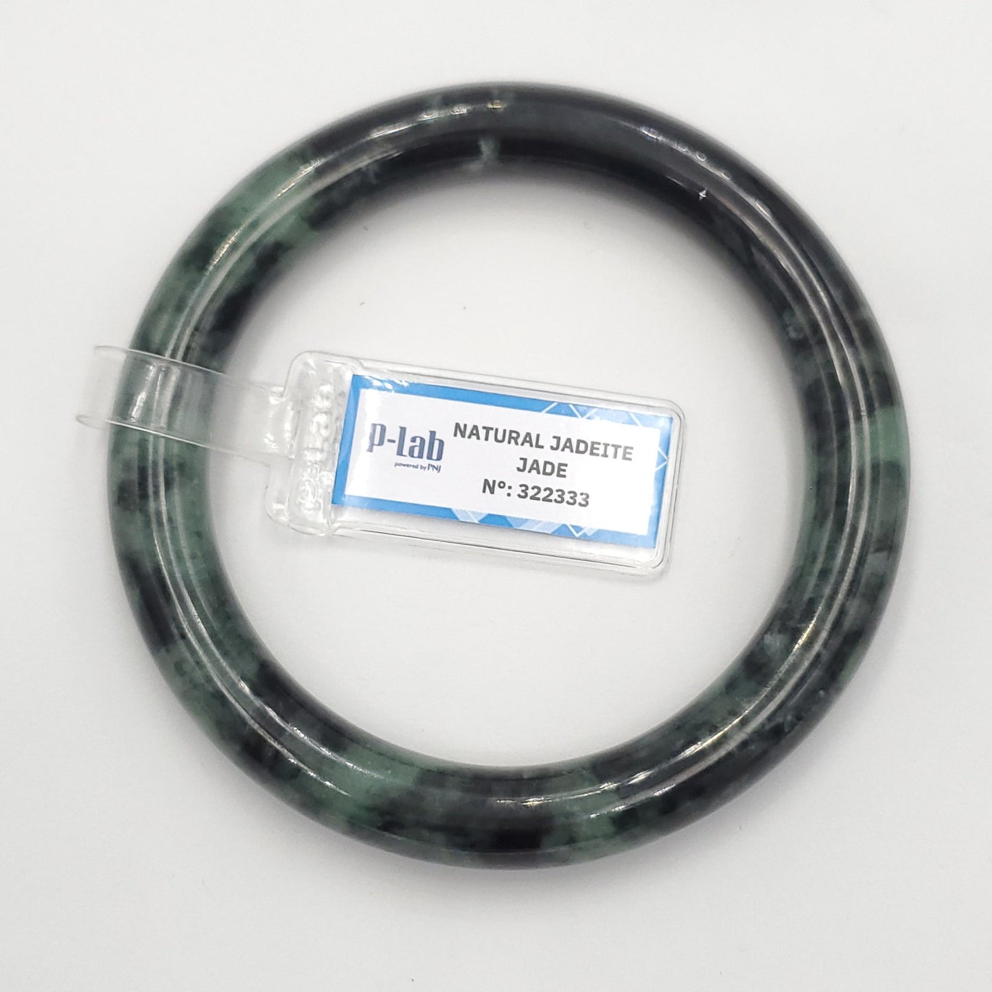 Yingmart 60mm PNJ322333 Certified Natural Color Green White To Greyish Green Natural Jadeite Jade Bangle Bracelet, Real Gemstone
