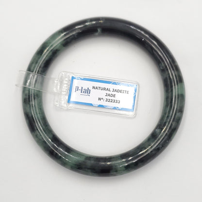Yingmart 60mm PNJ322333 Certified Natural Color Green White To Greyish Green Natural Jadeite Jade Bangle Bracelet, Real Gemstone