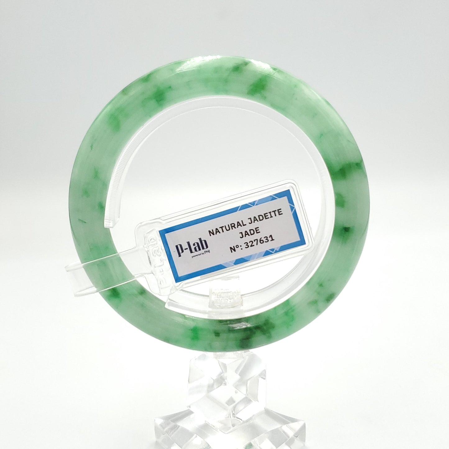 Yingmart 54mm PNJ327631 Certified Natural Color Grey White Natural Jadeite Jade Bangle Bracelet, Real Gemstone, Gift for Her Mom Grandma