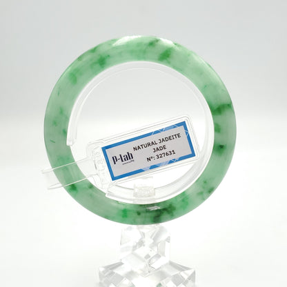 Yingmart 54mm PNJ327631 Certified Natural Color Grey White Natural Jadeite Jade Bangle Bracelet, Real Gemstone, Gift for Her Mom Grandma