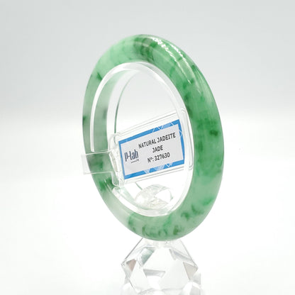 Yingmart 51mm PNJ327630 Certified Natural Color Grey White Natural Jadeite Jade Bangle Bracelet, Real Gemstone, Gift for Her Mom Grandma
