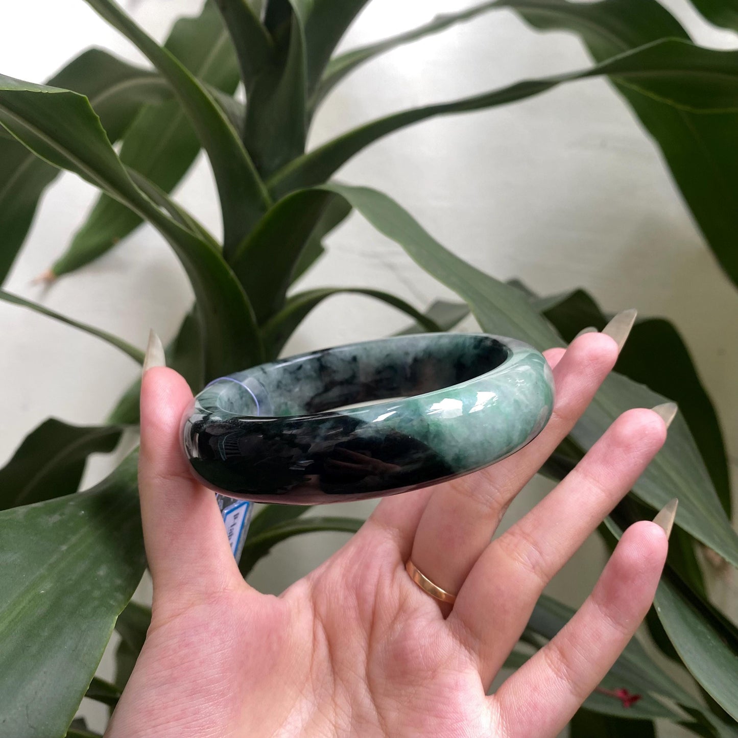 Jade Bangle 71mm PNJ325768 Certified | Natural Color Grey White, Grey, Black Jade Bangle Bracelet, Real Gemstone, Gift for Women, Men,Mother