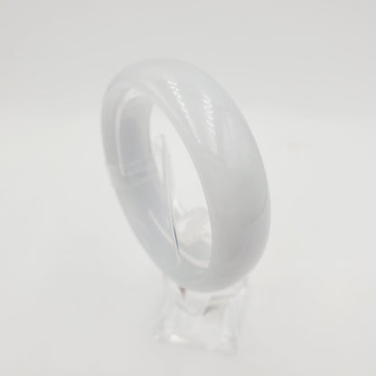 Jade Bangle 50mm PNJ277659 Certified | Natural Color Grey White Jade Bangle Bracelet, Real Gemstone, Gift for Women, Men, Grandma, Sister