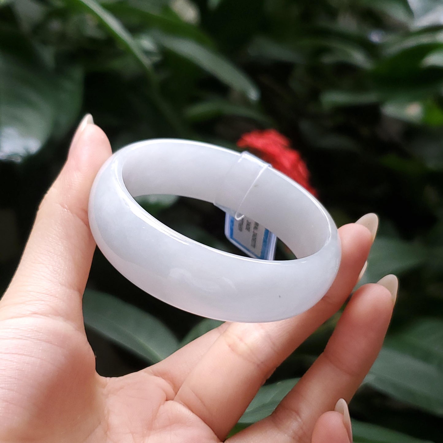 Jade Bangle 50mm PNJ277659 Certified | Natural Color Grey White Jade Bangle Bracelet, Real Gemstone, Gift for Women, Men, Grandma, Sister
