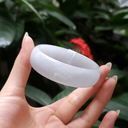 Jade Bangle 50mm PNJ277659 Certified | Natural Color Grey White Jade Bangle Bracelet, Real Gemstone, Gift for Women, Men, Grandma, Sister