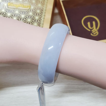 Jade Bangle 50mm PNJ277659 Certified | Natural Color Grey White Jade Bangle Bracelet, Real Gemstone, Gift for Women, Men, Grandma, Sister