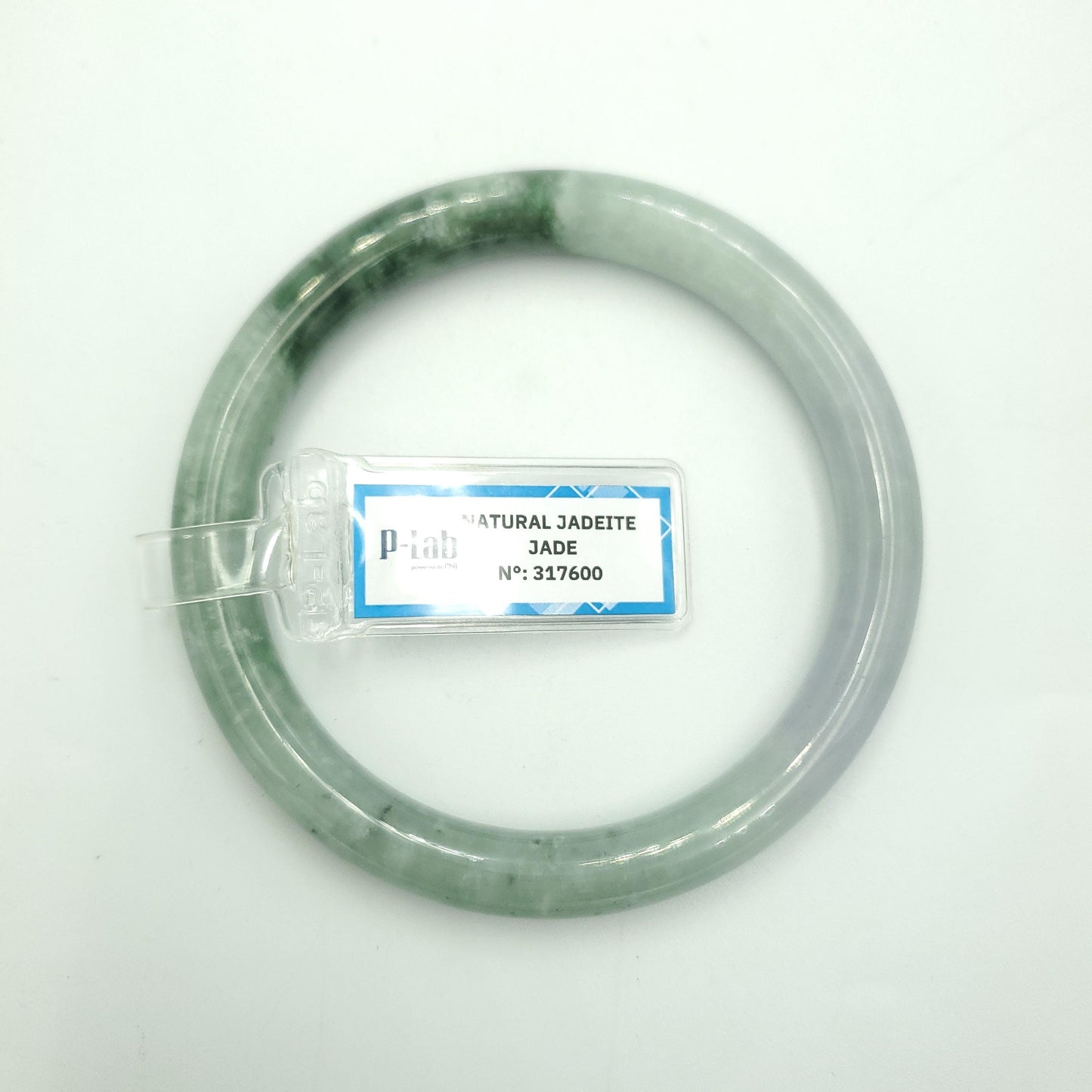 Yingmart 61mm PNJ317600 Certified Natural Color Green White To Dark Greyish Green Natural Jadeite Jade Bangle Bracelet, Real Gemstone