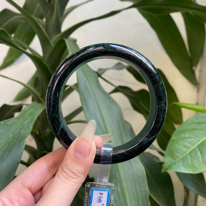 Jade Bangle 71mm PNJ325809 Certified | Natural Color Grey White, Grey, Brown Jade Bangle Bracelet, Real Gemstone, Gift for Women, Men