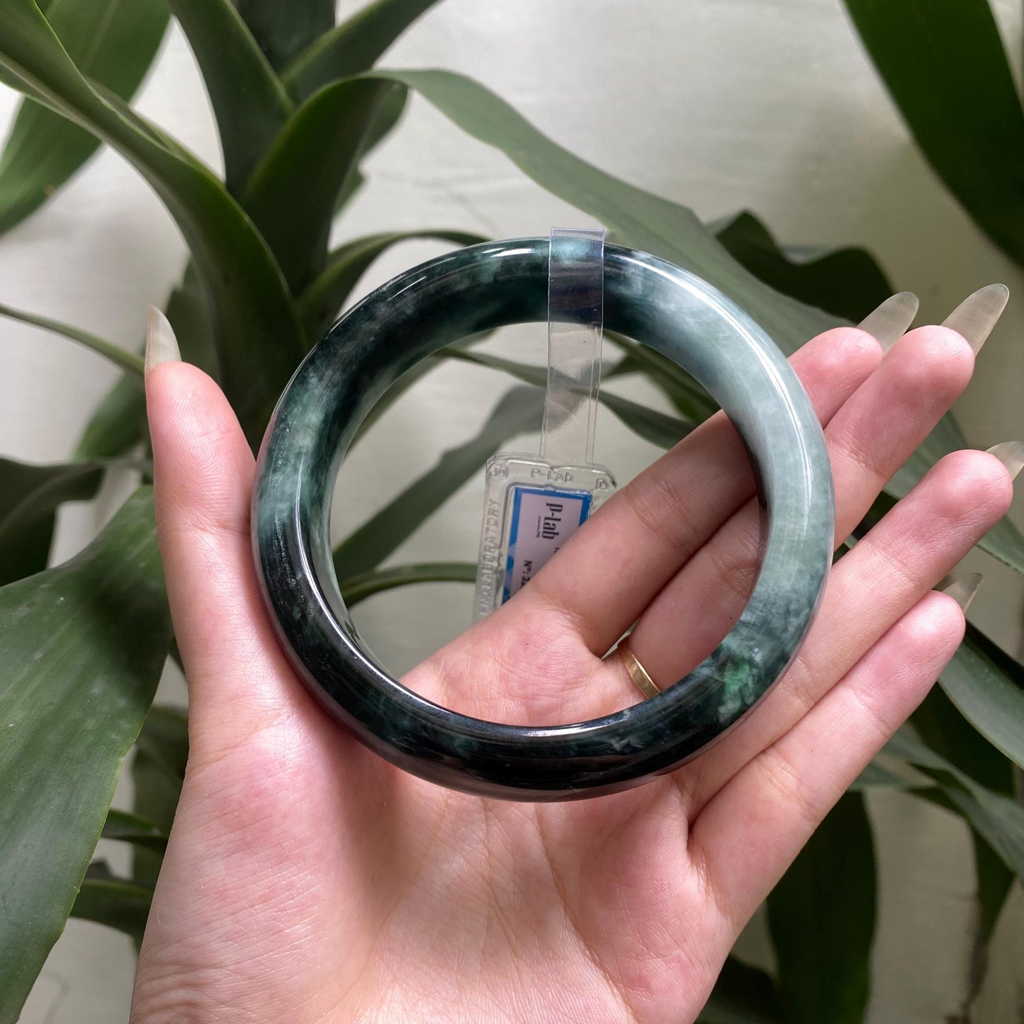 Jade Bangle 71mm PNJ325766 Certified | Natural Color Grey White, Brown, Grey, Black Jade Bangle Bracelet, Real Gemstone, Gift for Women, Men