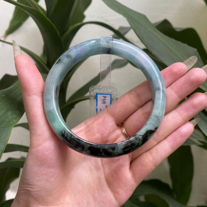 Jade Bangle 71mm PNJ325763 Certified | Natural Color Grey White, Very Light Purple, Brown, Black Jade Bangle Bracelet, Real Gemstone