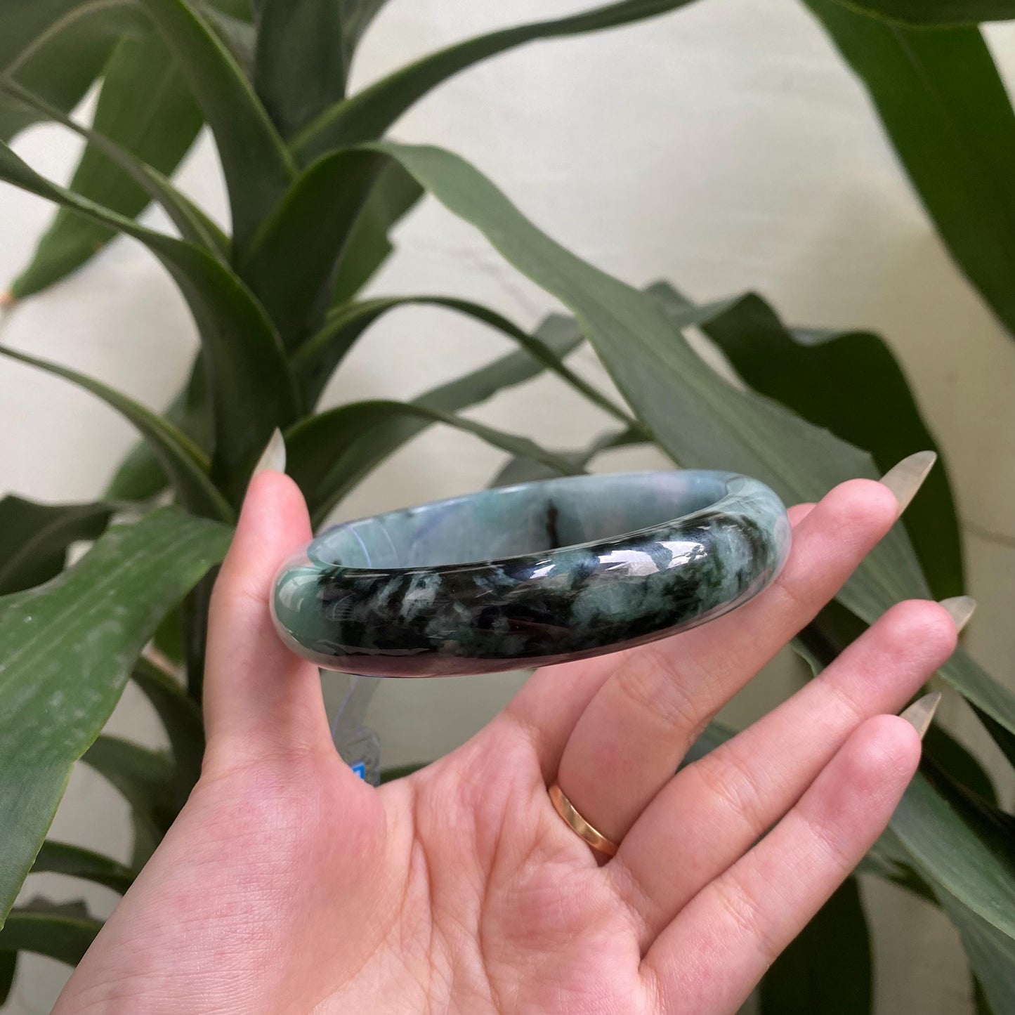 Jade Bangle 71mm PNJ325763 Certified | Natural Color Grey White, Very Light Purple, Brown, Black Jade Bangle Bracelet, Real Gemstone