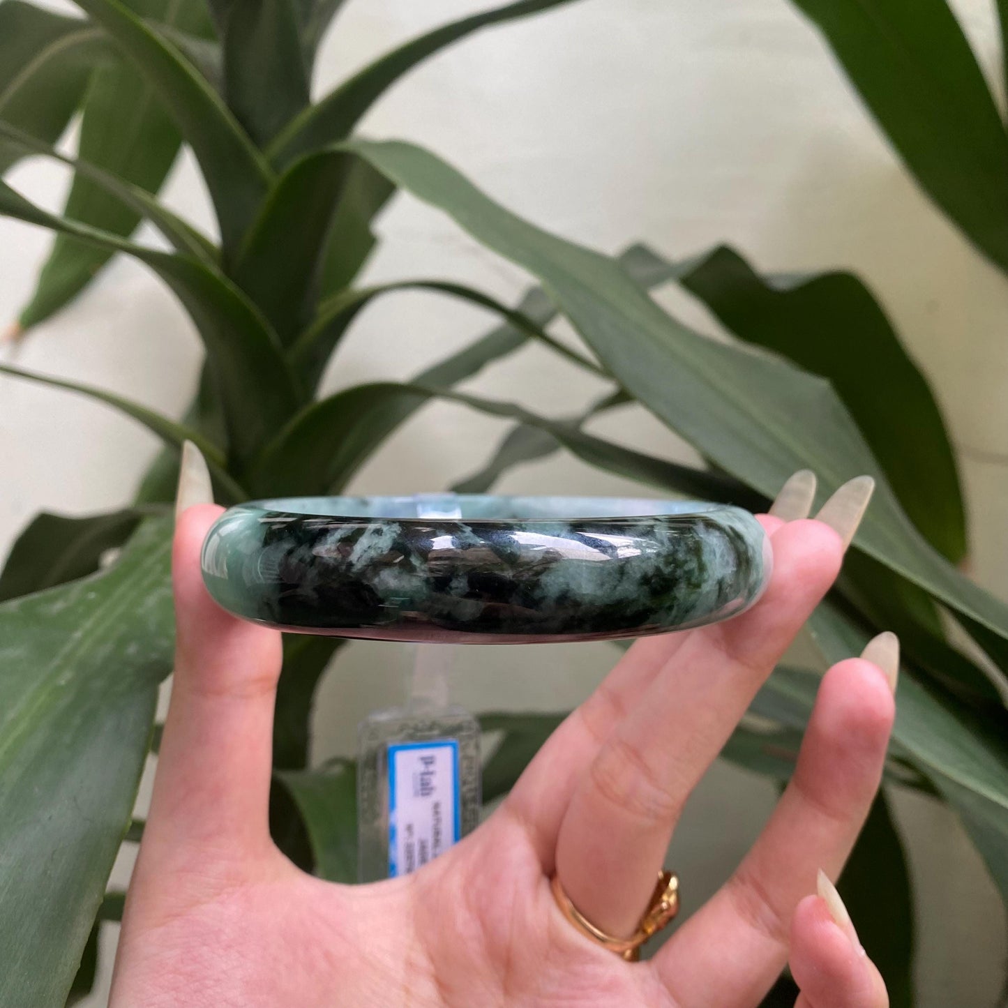 Jade Bangle 71mm PNJ325763 Certified | Natural Color Grey White, Very Light Purple, Brown, Black Jade Bangle Bracelet, Real Gemstone