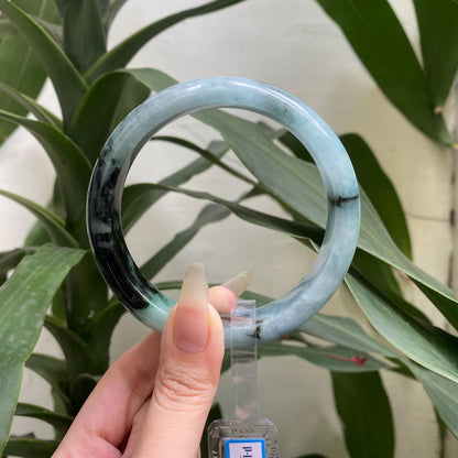 Jade Bangle 71mm PNJ325763 Certified | Natural Color Grey White, Very Light Purple, Brown, Black Jade Bangle Bracelet, Real Gemstone