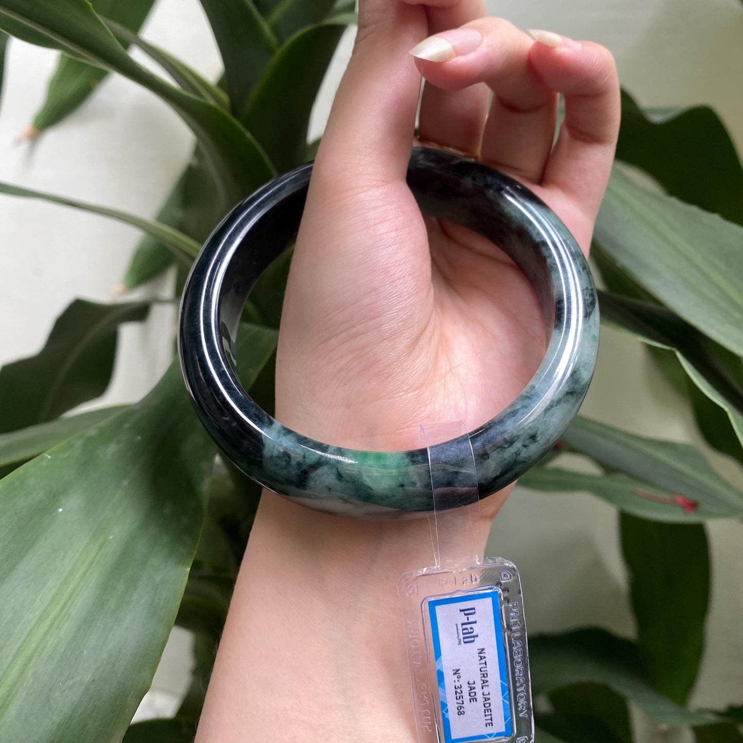 Jade Bangle 71mm PNJ325768 Certified | Natural Color Grey White, Grey, Black Jade Bangle Bracelet, Real Gemstone, Gift for Women, Men,Mother
