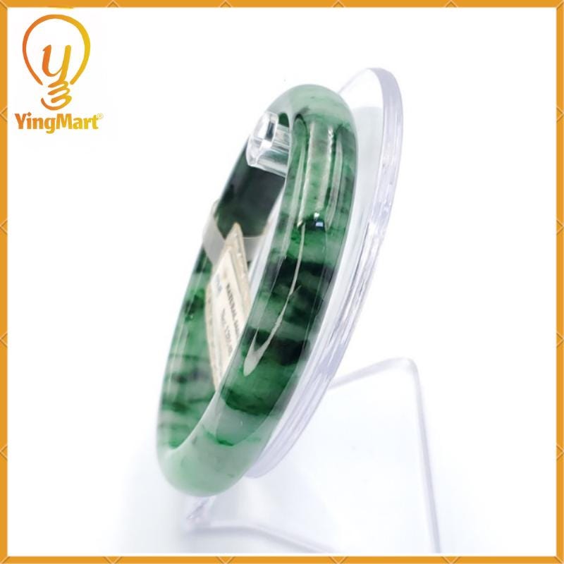 Yingmart 66mm PNJ128148 Certified Natural Color Light To Medium Green Natural Jadeite Jade Bangle Bracelet, Real Gemstone, Gift for Her Mom