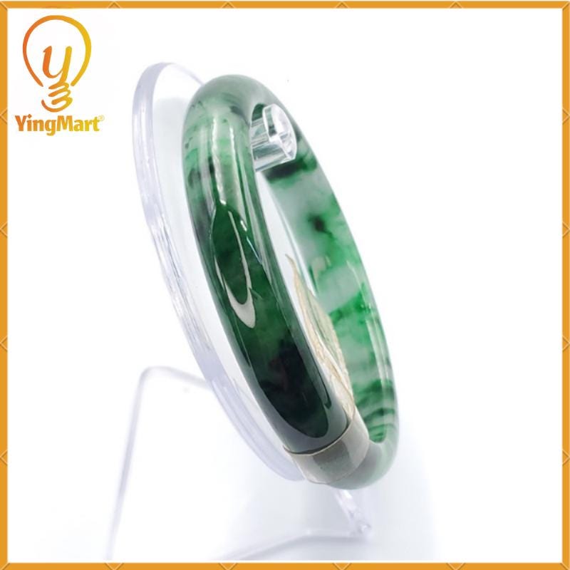 Yingmart 66mm PNJ128148 Certified Natural Color Light To Medium Green Natural Jadeite Jade Bangle Bracelet, Real Gemstone, Gift for Her Mom