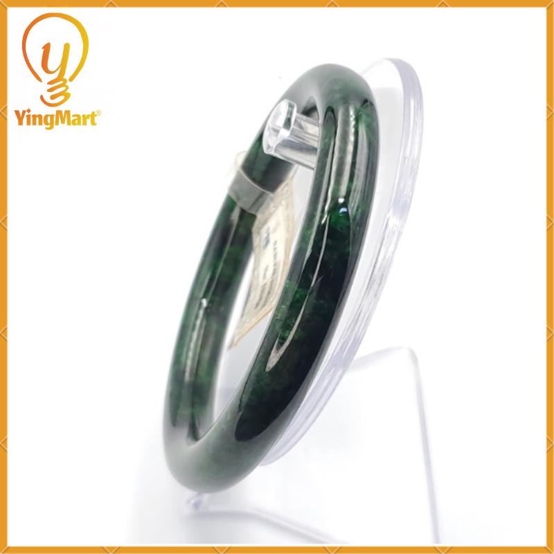 Yingmart 66 mm PNJ133420 Certified Natural Color Dark Green, Black Natural Jadeite Jade Bangle Bracelet, Real Gemstone, Gift for Her Mom